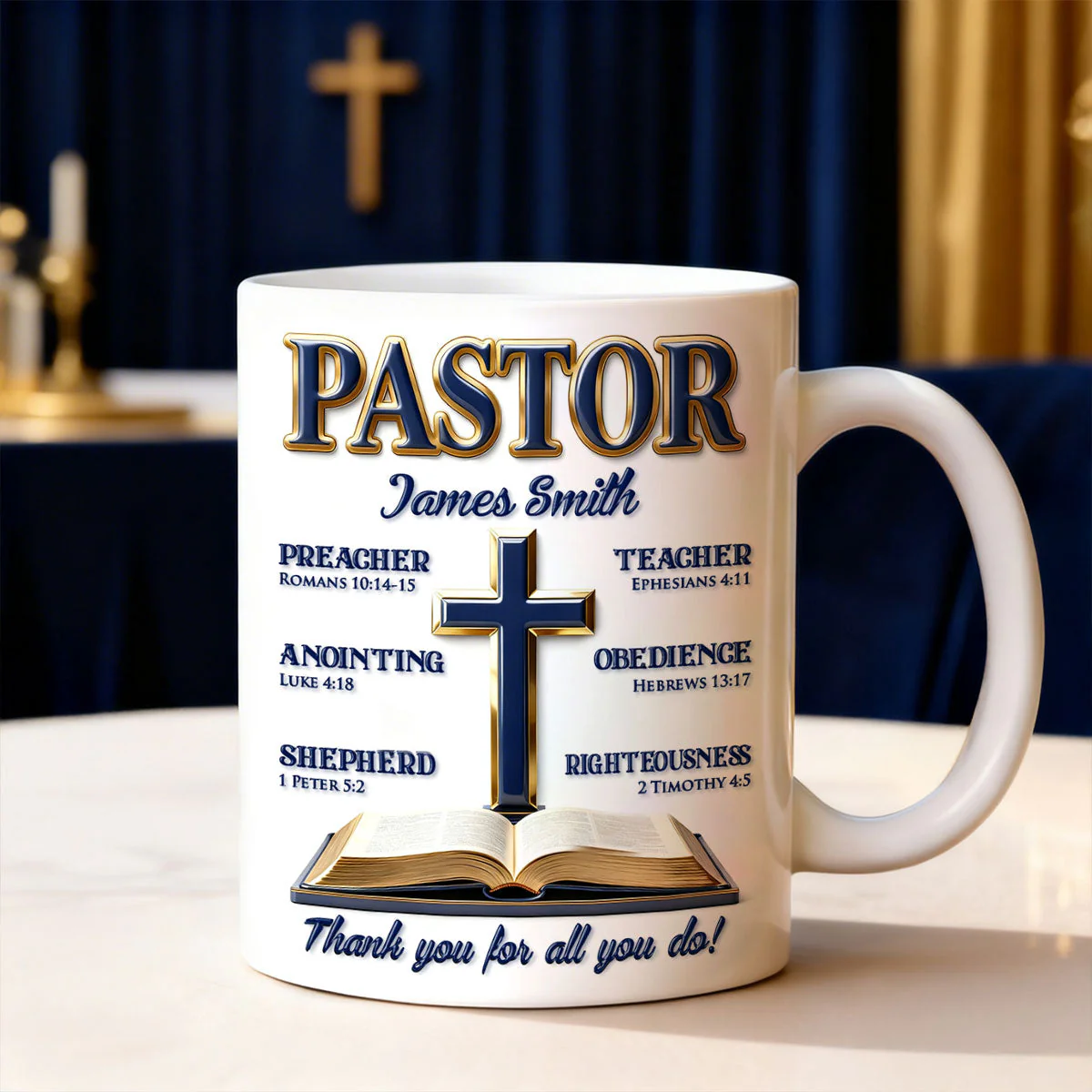 My Preacher, Teacher, & Shepherd - Personalized Ceramic Coffee Mug