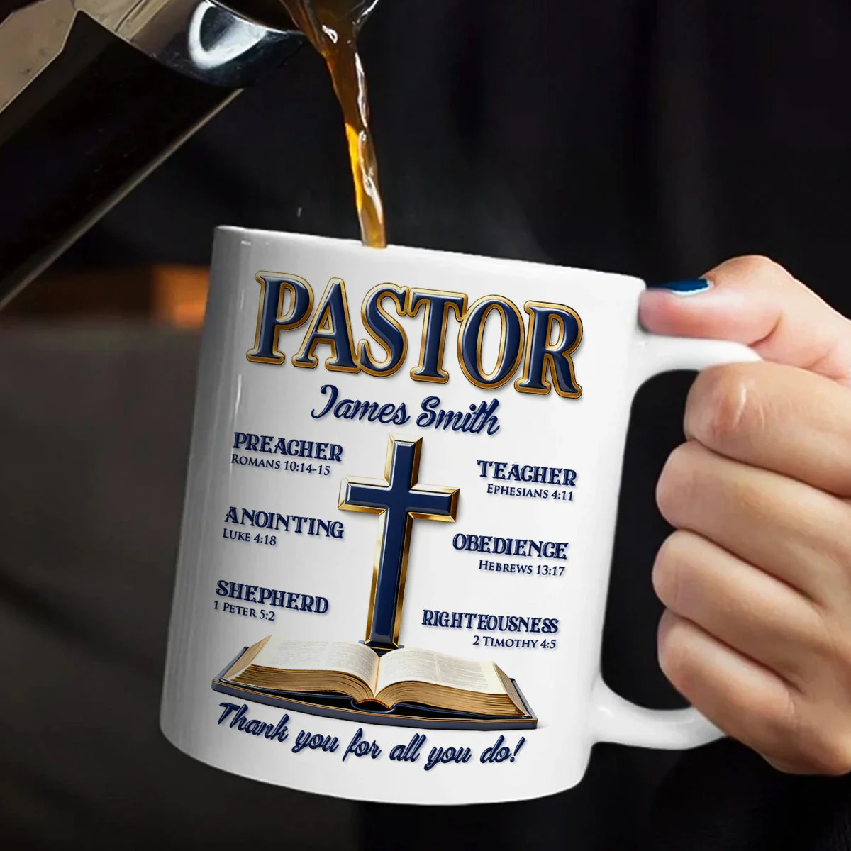 My Preacher, Teacher, & Shepherd - Personalized Ceramic Coffee Mug - Image 4