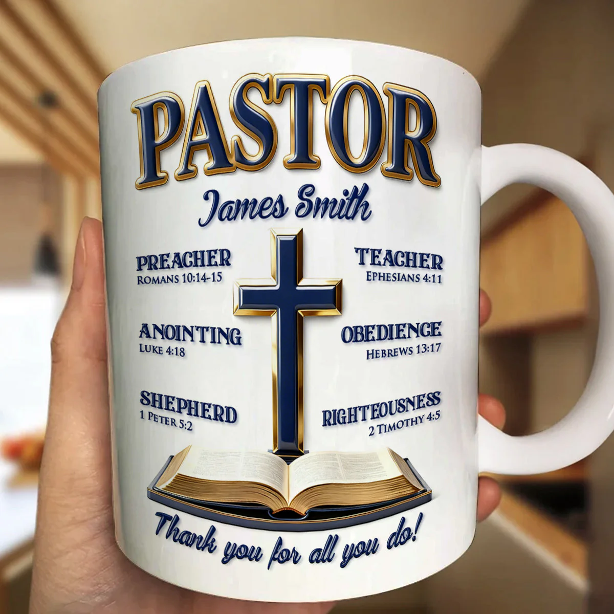 My Preacher, Teacher, & Shepherd - Personalized Ceramic Coffee Mug - Image 7