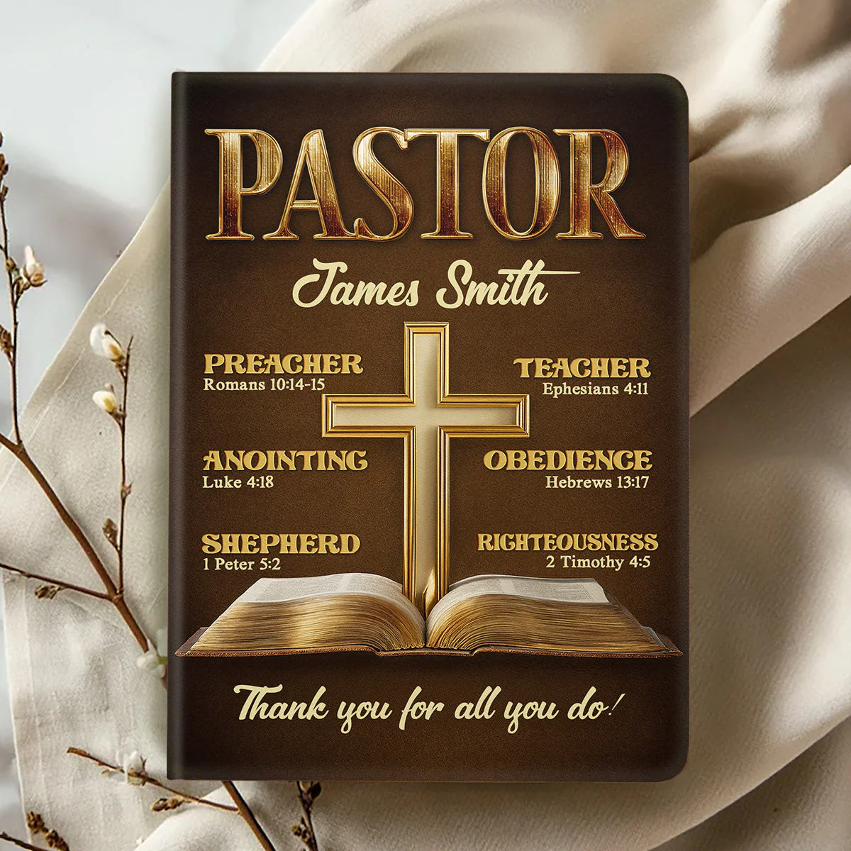 My Preacher, Teacher, & Shepherd - Personalized Leather Cover Notebook TD118 - Image 2