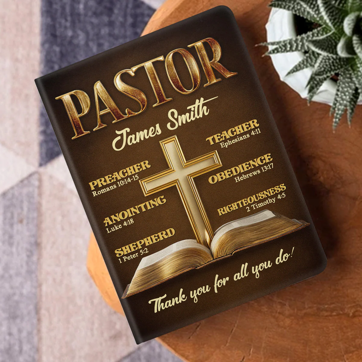 My Preacher, Teacher, & Shepherd - Personalized Leather Cover Notebook TD118 - Image 3