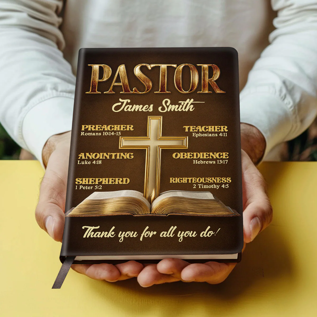 My Preacher, Teacher, & Shepherd - Personalized Leather Cover Notebook TD118 - Image 4