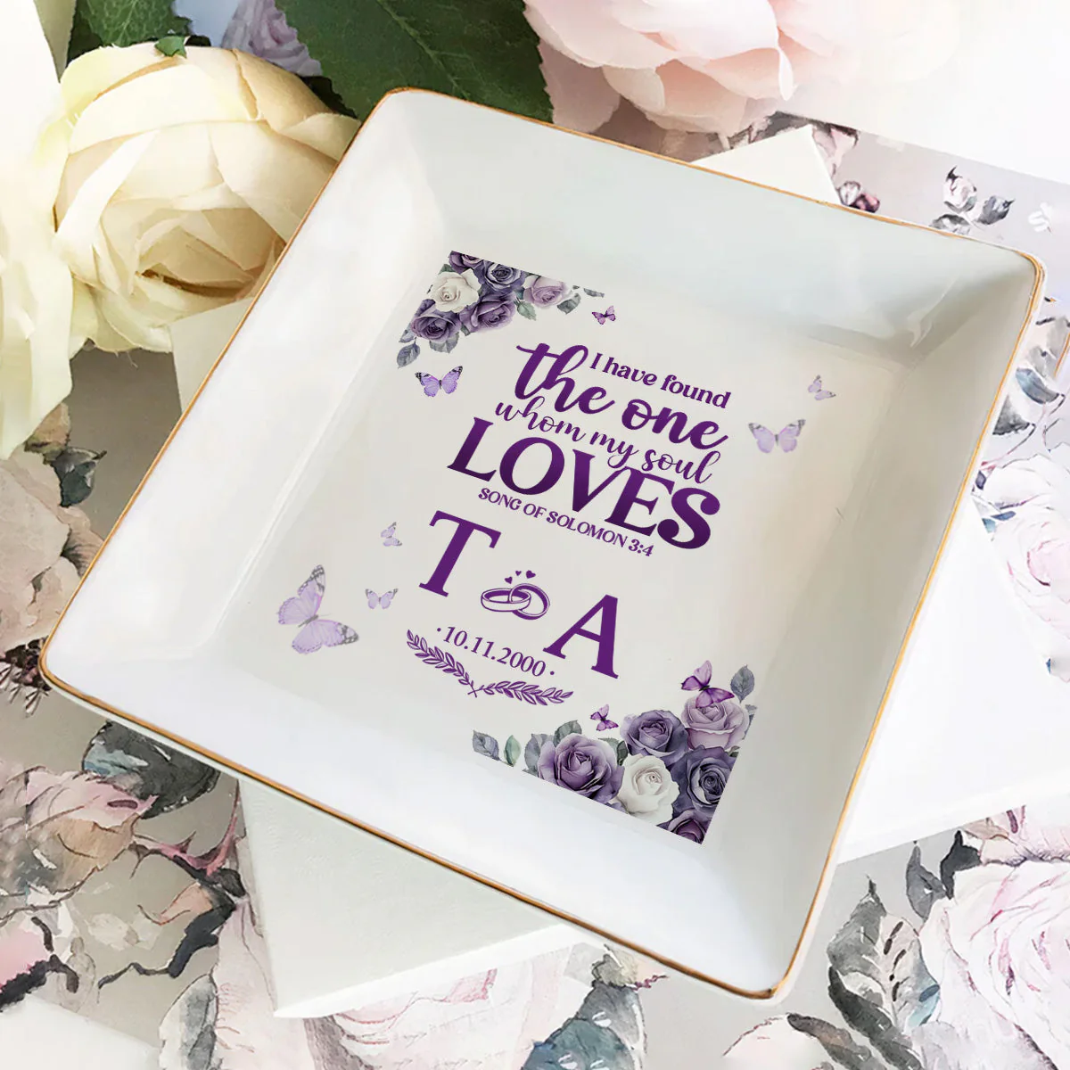 My Soul Loves Song Of Solomon 3:4 - Personalized Jewelry Dish - Gift For Wife, Anniversary, Engagement, Wedding, Marriage Gift - NA94 - Image 2
