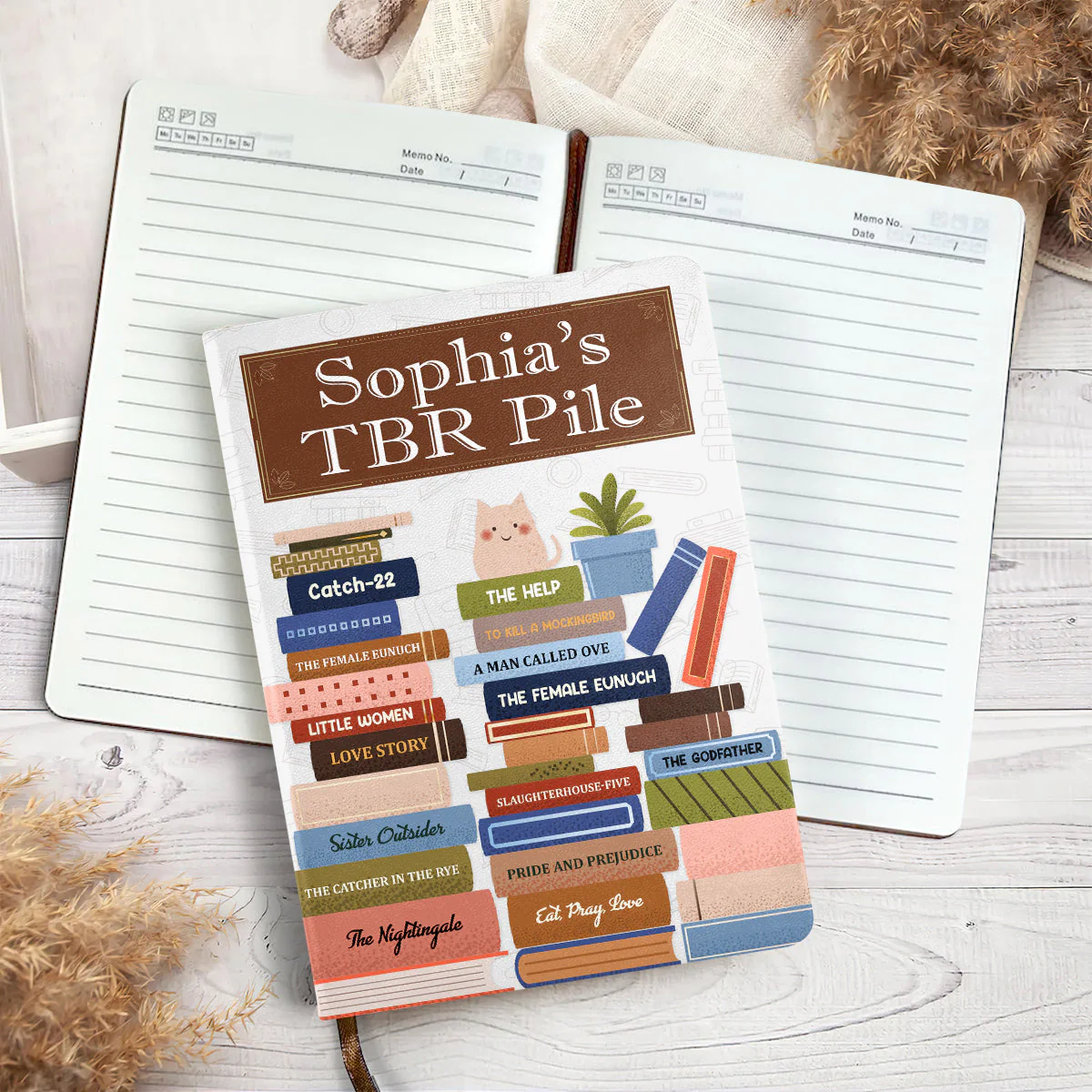 My TBR Pile - Personalized Leather Cover Notebook - Gift For Book Lover, Reader, Her HH01 - Image 4