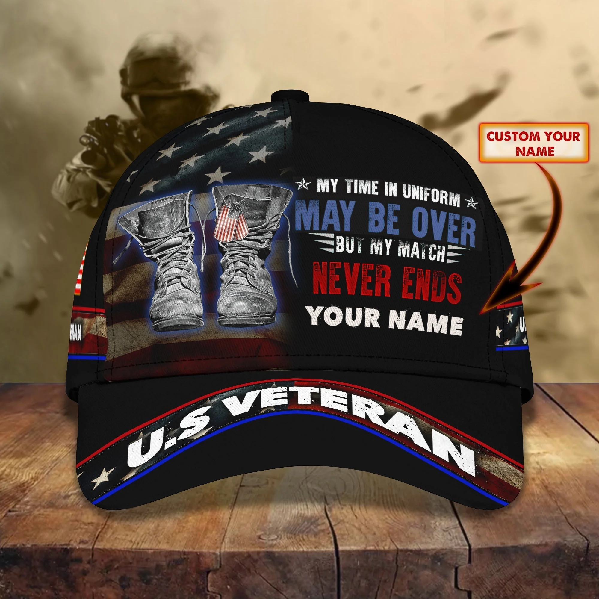 My Time in Uniform May Be Over - Personalized Classic Cap - Patriotic Gift For Veterans | HN02