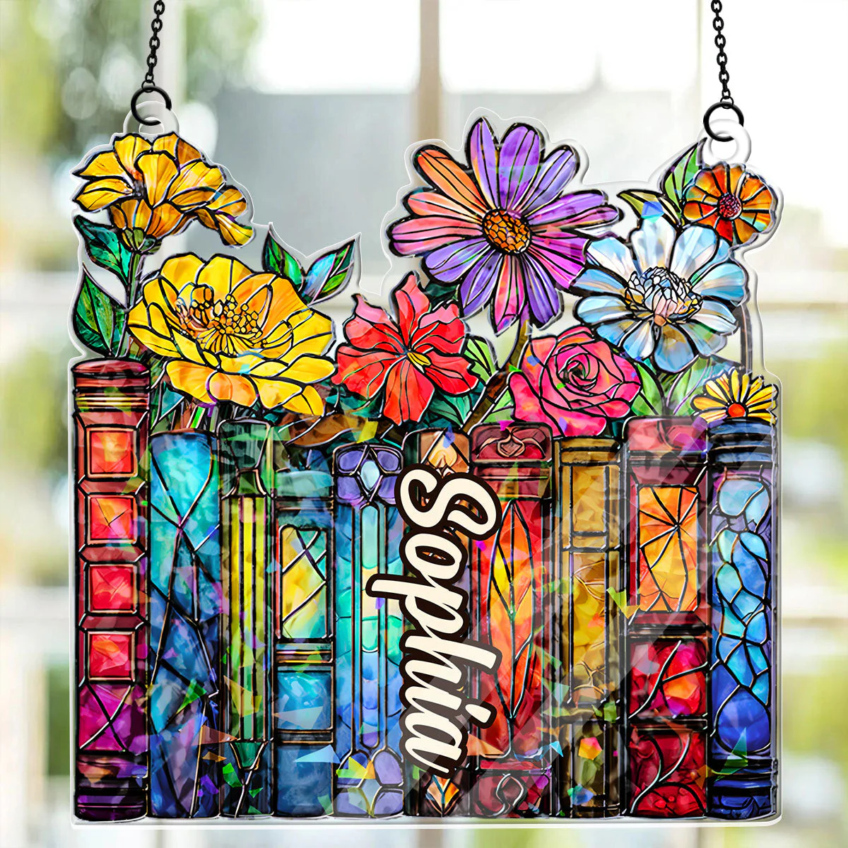 My Vintage Book Garden - Personalized Acrylic Suncatcher - Gift For Her, Book Lovers HH01 - Image 2