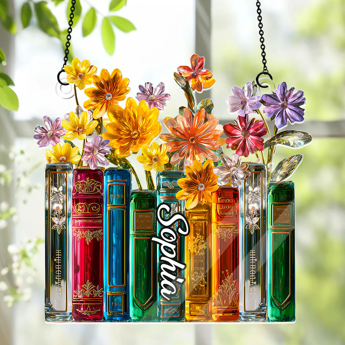 My Vintage Book Garden - Personalized Acrylic Suncatcher - Gift For Her, Book Lovers HH01 - Image 3