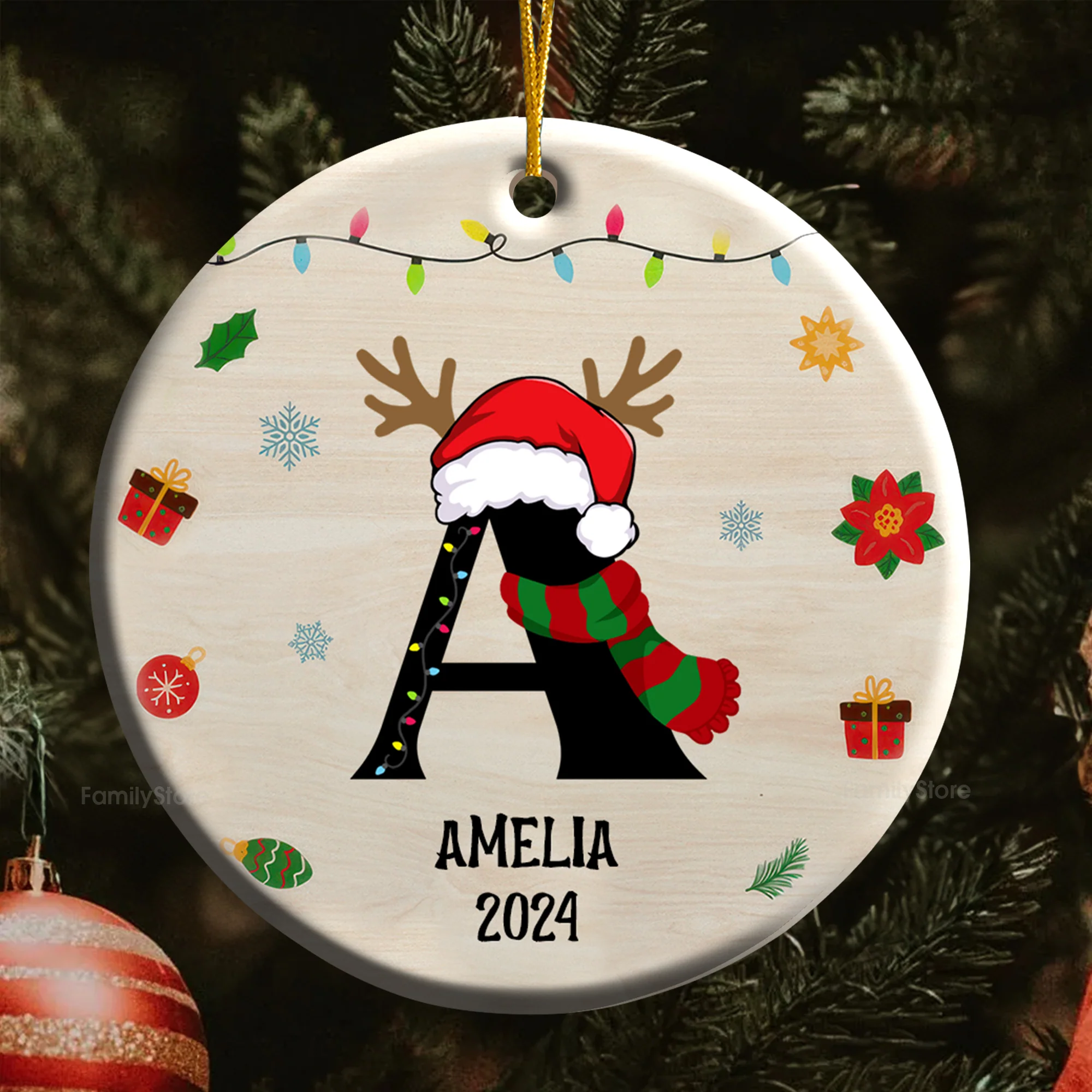 Name Monogram Christmas Family - Gift For Family - Personalized Ceramic Ornament NA94 - Image 6