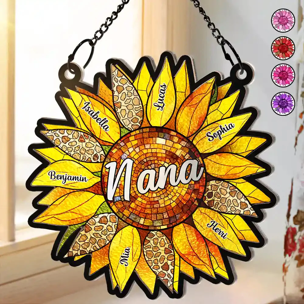 Nana Auntie Mom Family Sunflower - Personalized Window Hanging Window Hanging Suncatcher Ornament - Gift For Mom, Grandma, Mothers Day - NA94 - Image 2