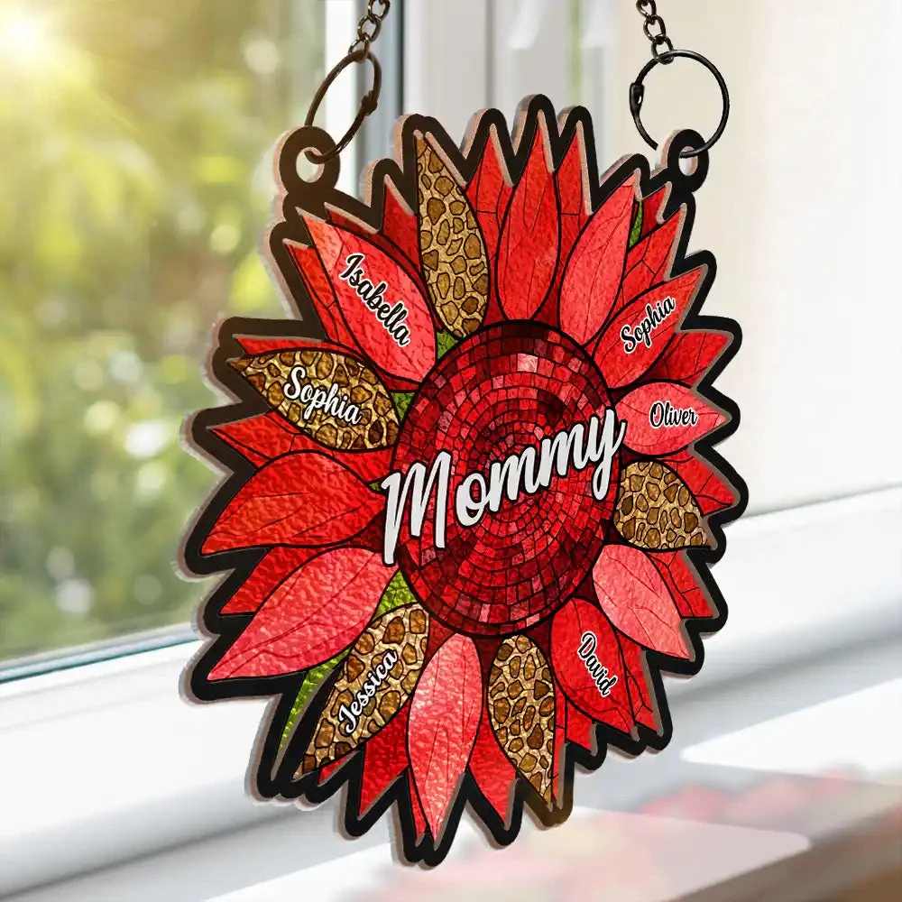 Nana Auntie Mom Family Sunflower - Personalized Window Hanging Window Hanging Suncatcher Ornament - Gift For Mom, Grandma, Mothers Day - NA94 - Image 4