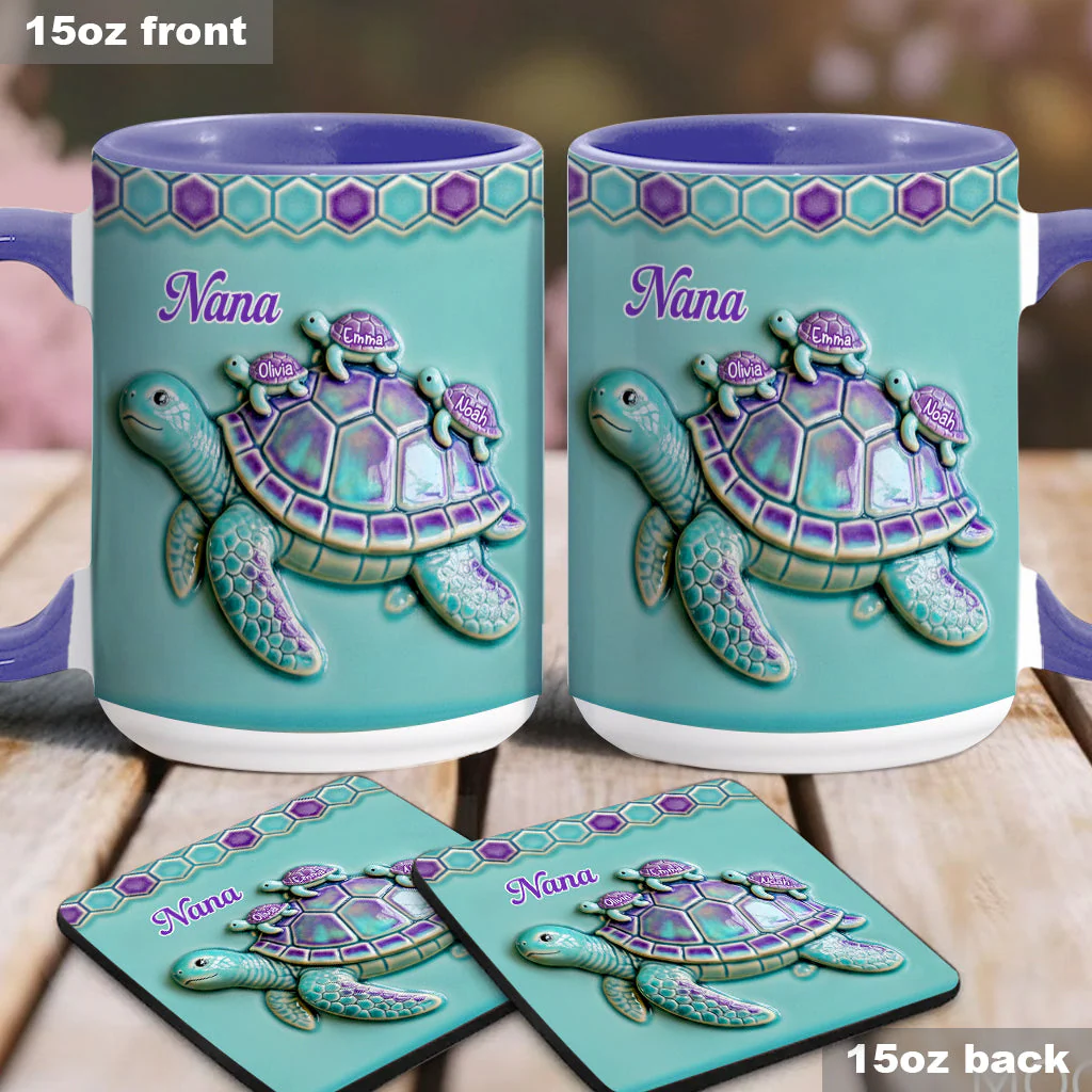Nana Turtle - Personalized Grandma Accent Mug - Gift For Mom Grandma - Image 3