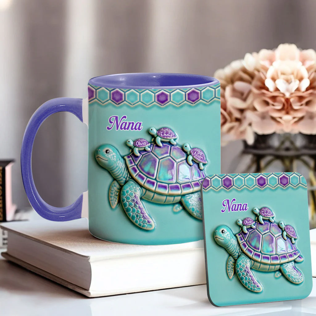 Nana Turtle - Personalized Grandma Accent Mug - Gift For Mom Grandma - Image 4