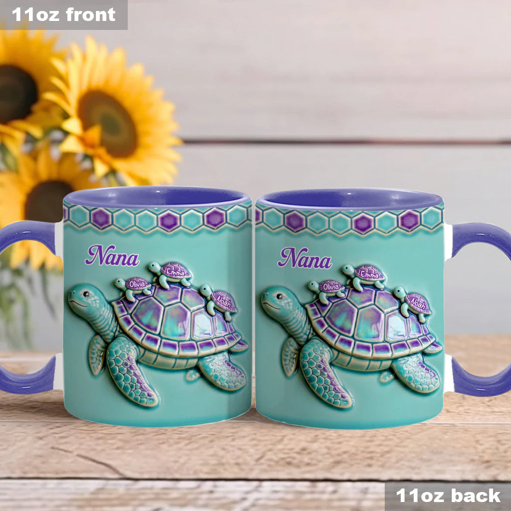 Nana Turtle - Personalized Grandma Accent Mug - Gift For Mom Grandma - Image 5