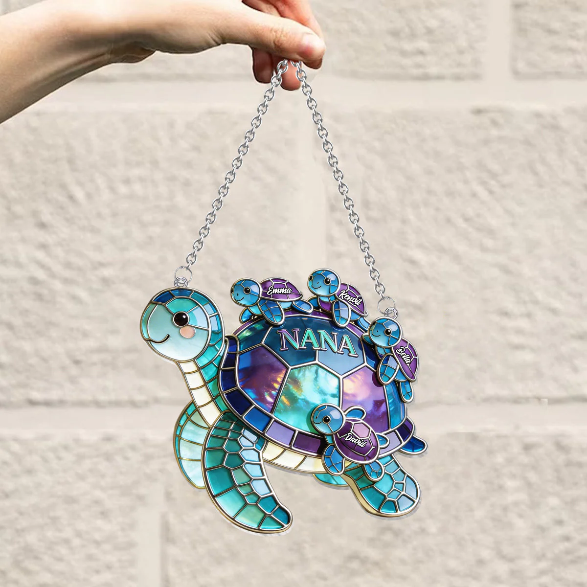 Nana Turtle - Personalized Grandma Window Hanging Suncatcher Ornament - Gift For Mom, Grandma - Image 5