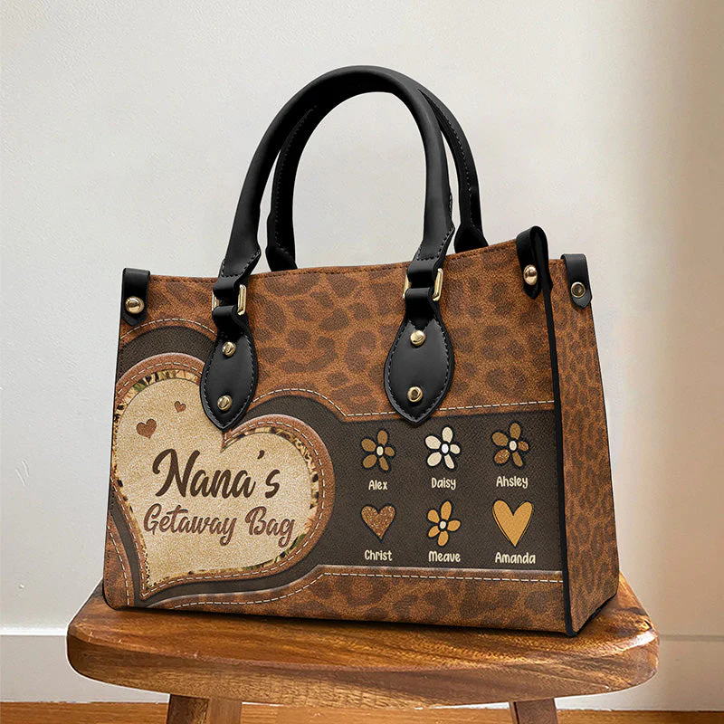 Nana's Getaway Bag - Personalized Leather HandBag - Gift For Mother, Grandma, Grandmother, Mother's Day | NA94 - Image 2