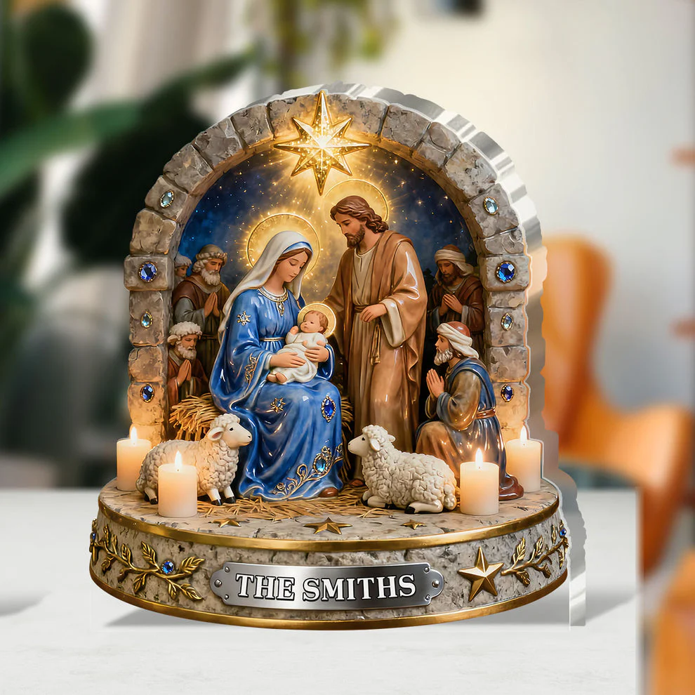 Nativity Figurine - Personalized Acrylic Plaque - Gift for Christmas, For Family HL128 - Image 3