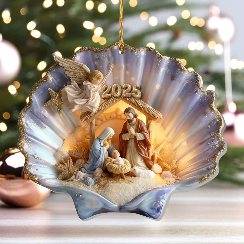 Nativity In A Seashell - Personalized Acrylic Ornament - Gift for Christmas HL128 - Image 3