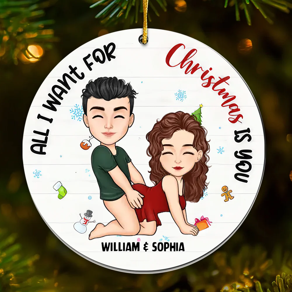 Naughty Reindeer Couple , All I Want For Christmas Is You - Personalized Acrylic Ornament - Gift Gift For Couple, Husband Wife | GR10 PT - Image 2
