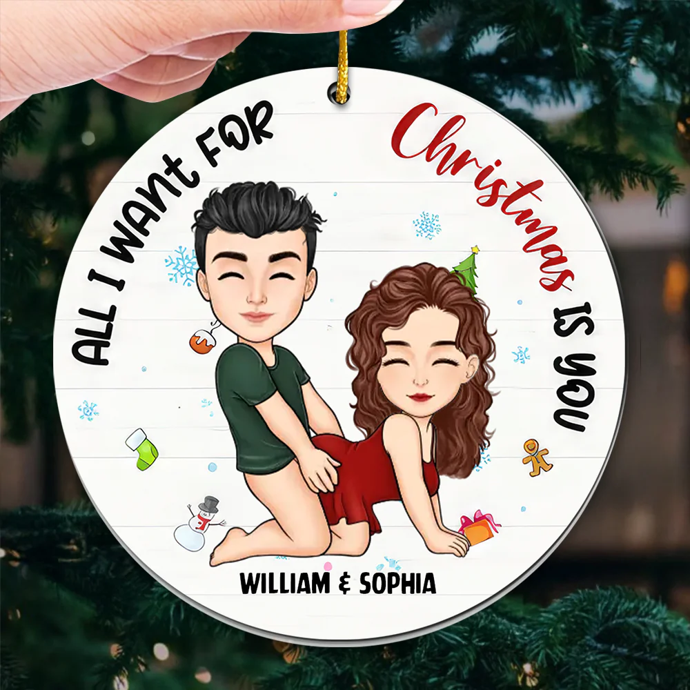 Naughty Reindeer Couple , All I Want For Christmas Is You - Personalized Acrylic Ornament - Gift Gift For Couple, Husband Wife | GR10 PT - Image 3