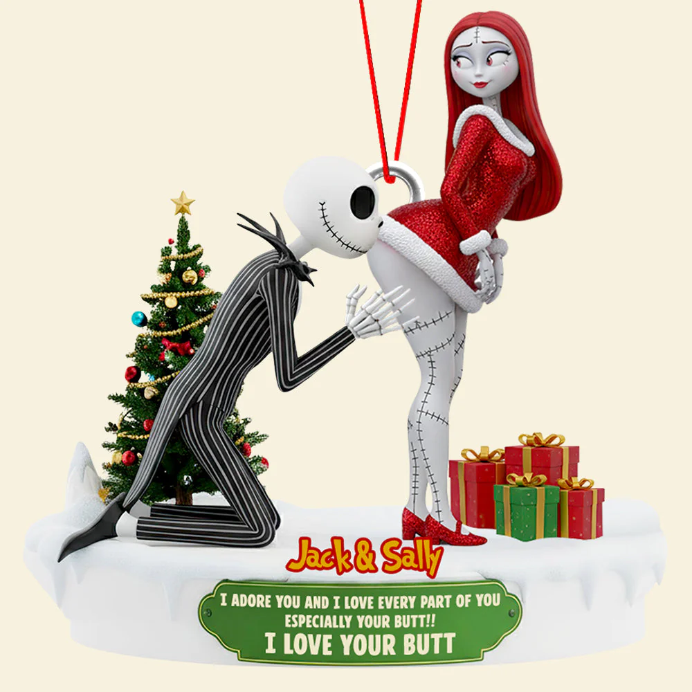 Naughty Skeleton Couple I Love Your Butt - Personalized Acrylic Ornament - Gift For Couples NL122 - Image 3