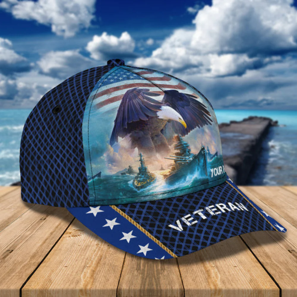 Navy Veteran Eagle Warship - Personalized Classic Cap - Patriotic Gift For Veterans | HN02 - Image 3