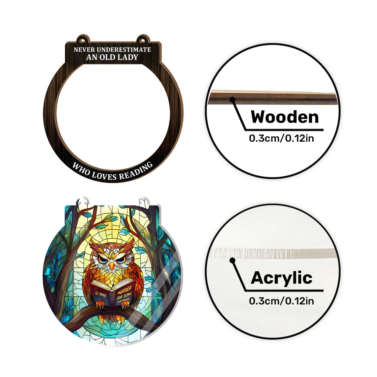 Never Underestimate A Woman Who Loves Reading - Personalized Window Hanging Suncatcher - Image 6