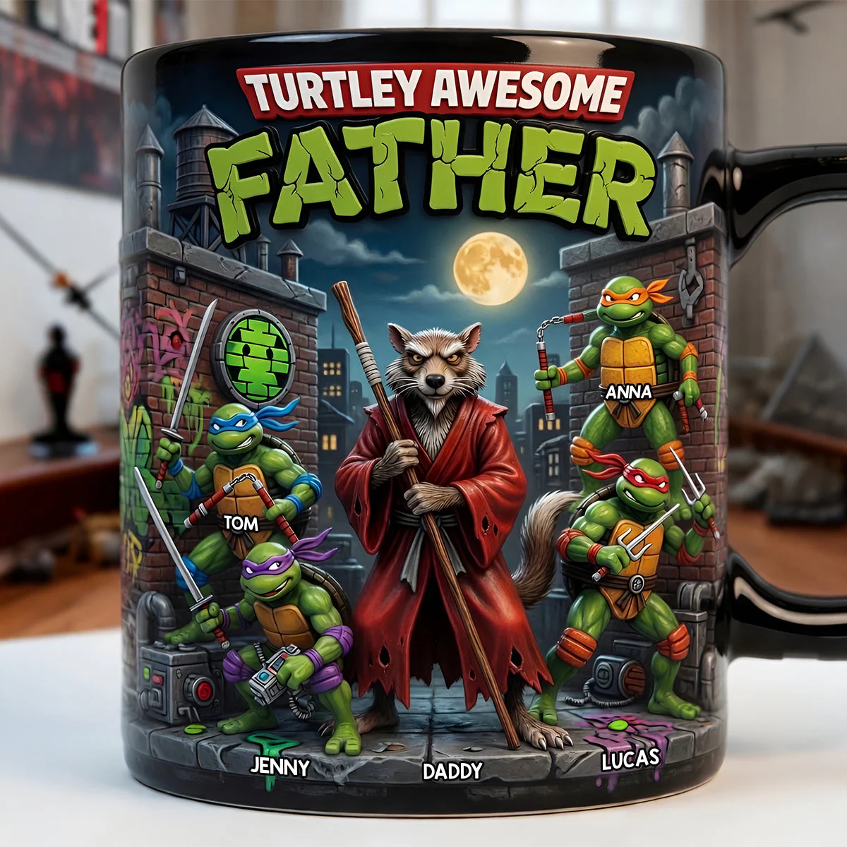 Ninja Turtle Awesome Father - Personalized Coffee Mug - Gift For Father's Day - Image 2