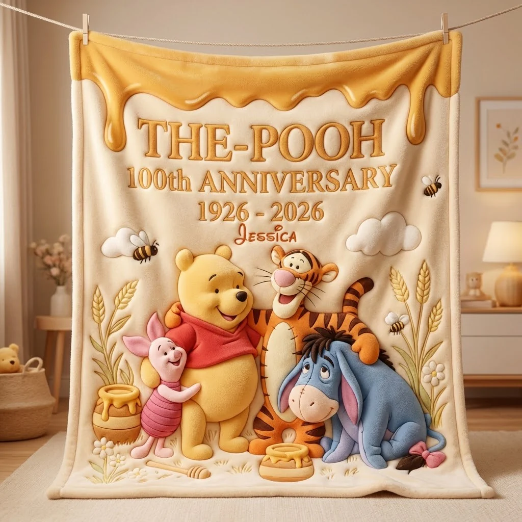 DSNY Honey Bear Celebrate Our 100th Anniversary - Personalized Blanket - Gift For Movie Fans NL122