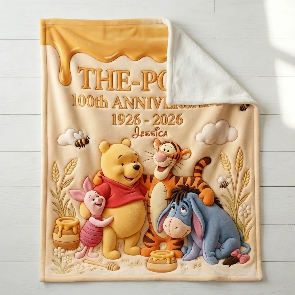 DSNY Honey Bear Celebrate Our 100th Anniversary - Personalized Blanket - Gift For Movie Fans NL122 - Image 4