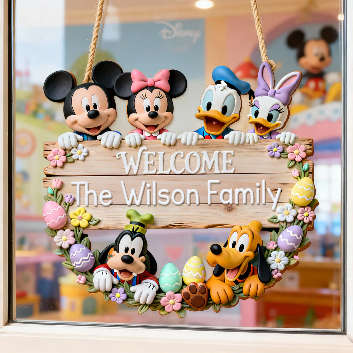 MkMo Magic Mouse Welcome To Our Family - Personalized Custom Shaped Wood Sign - Gift For Family, Easter's Day, Movie Fans NL122