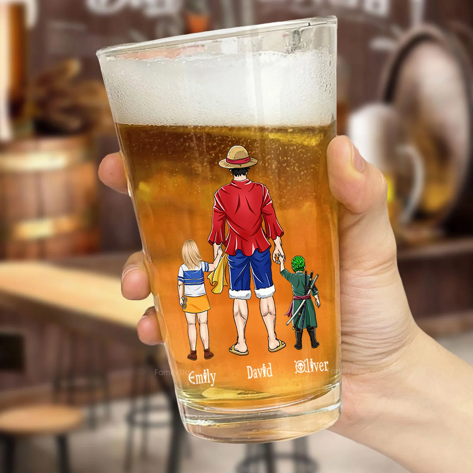 OnPi Pirate Adventure No Need To Fear Pirate Dad Is Here - Personalized Beer Glass - Gift for Dad, Grandpa, Husband - Image 3