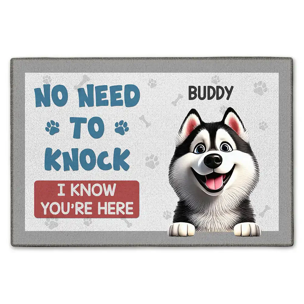 No Need To Knock I Know You Are Here Cartoon Dogs - Personalized Door Mat - Gift For Dog Lovers | CLP16 NA94