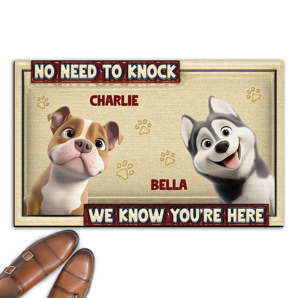 No Need To Knock My Cartoon Dog - Personalized Door Mat - Gift For Dog Lovers | CLP15 NA94