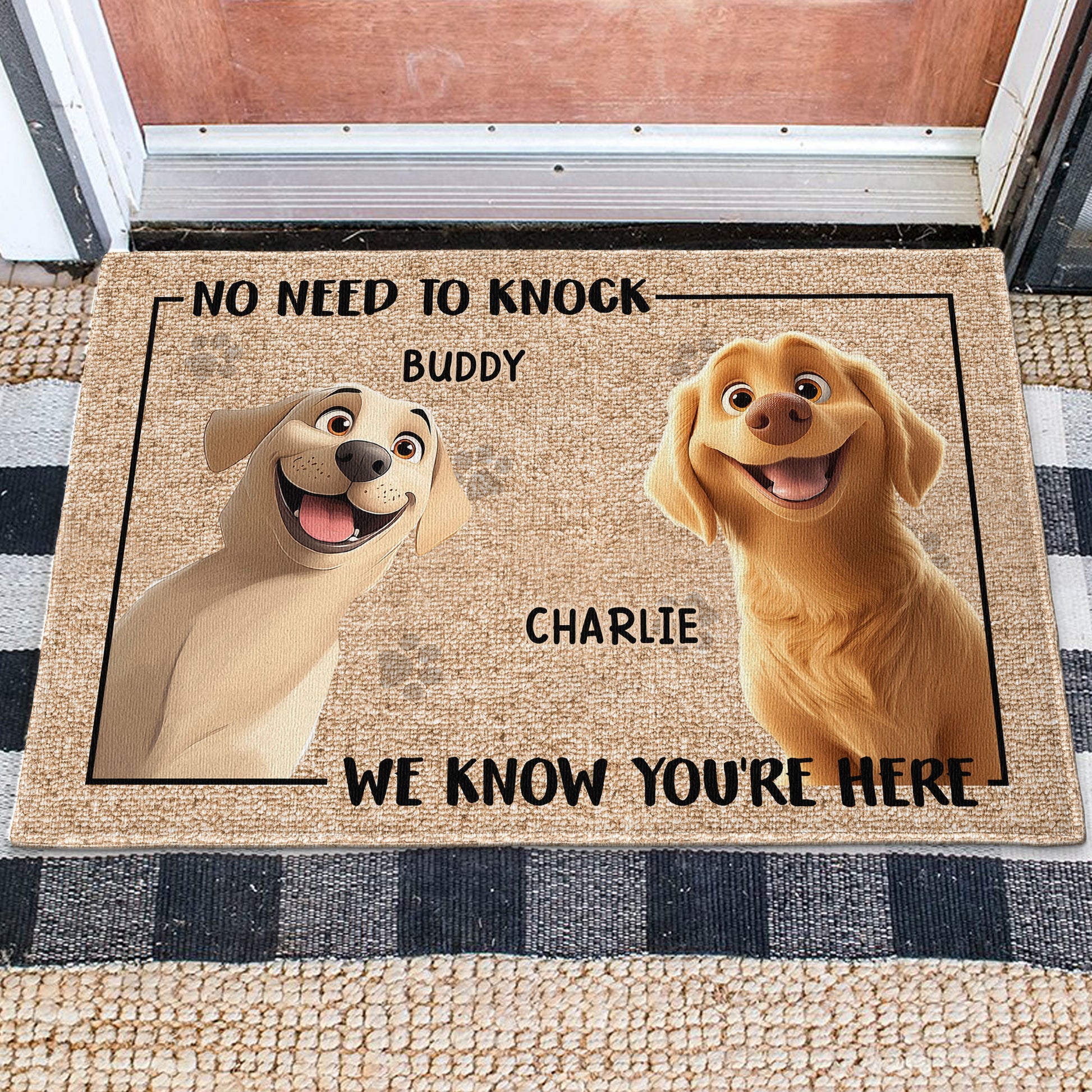 No Need To Knock - Personalized Doormat - Gift for Pet Owners, Pet Lovers, Dog Mom, Dog Dad | CLP15. Ver4 NH96