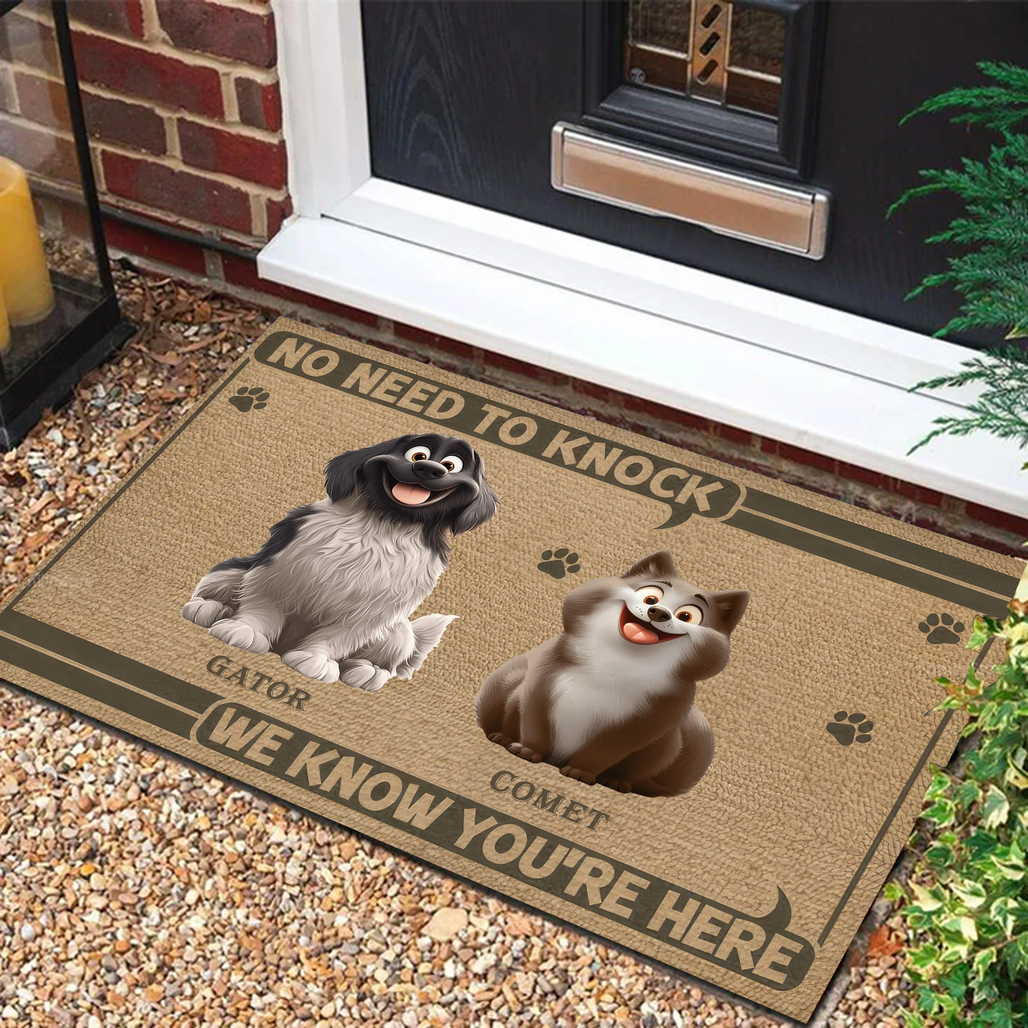 No Need To Knock We Know You're Here Caroon Dog - Personalized Doormat - Gift for Pet Owners, Pet Lovers, Dog Mom, Dog Dad | CLP15 NH96 - Image 2