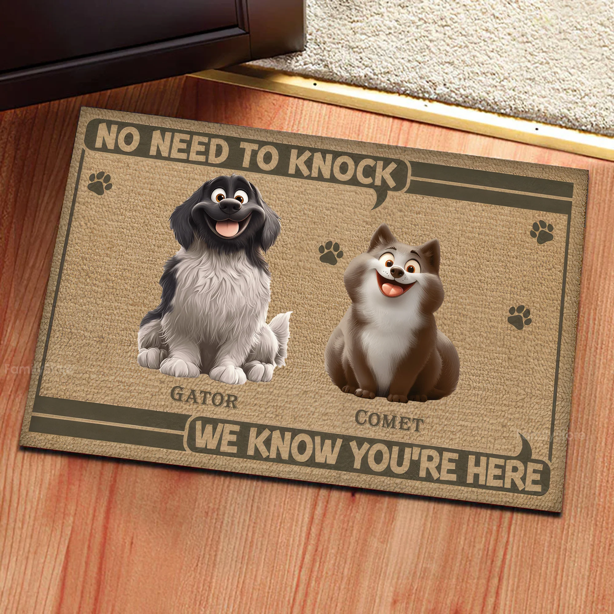 No Need To Knock We Know You're Here Caroon Dog - Personalized Doormat - Gift for Pet Owners, Pet Lovers, Dog Mom, Dog Dad | CLP15 NH96 - Image 4