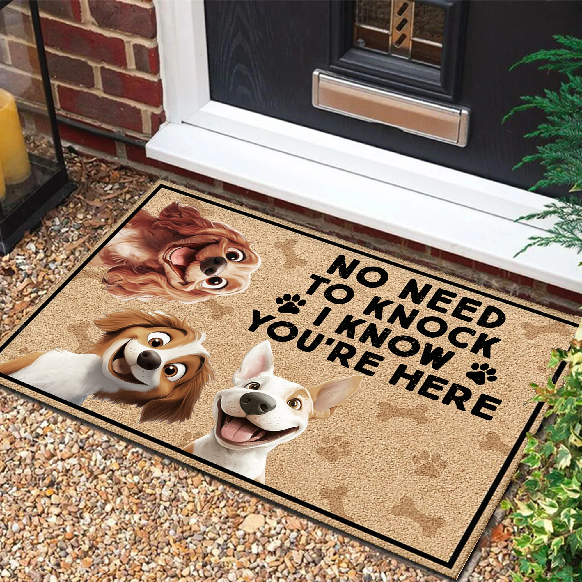 No Need To Knock We Know You're Here Caroon Dog - Personalized Doormat - Gift for Pet Owners, Pet Lovers, Dog Mom, Dog Dad | CLP15 NH96 - Image 2