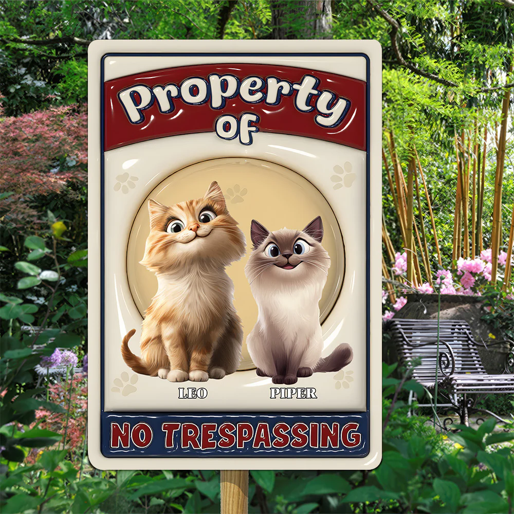 No Trespassing Cartoon Cat Version - Personalized 3D Inflated Effect Metal Sign - Gift For Cat Lovers | CLP15 NA94