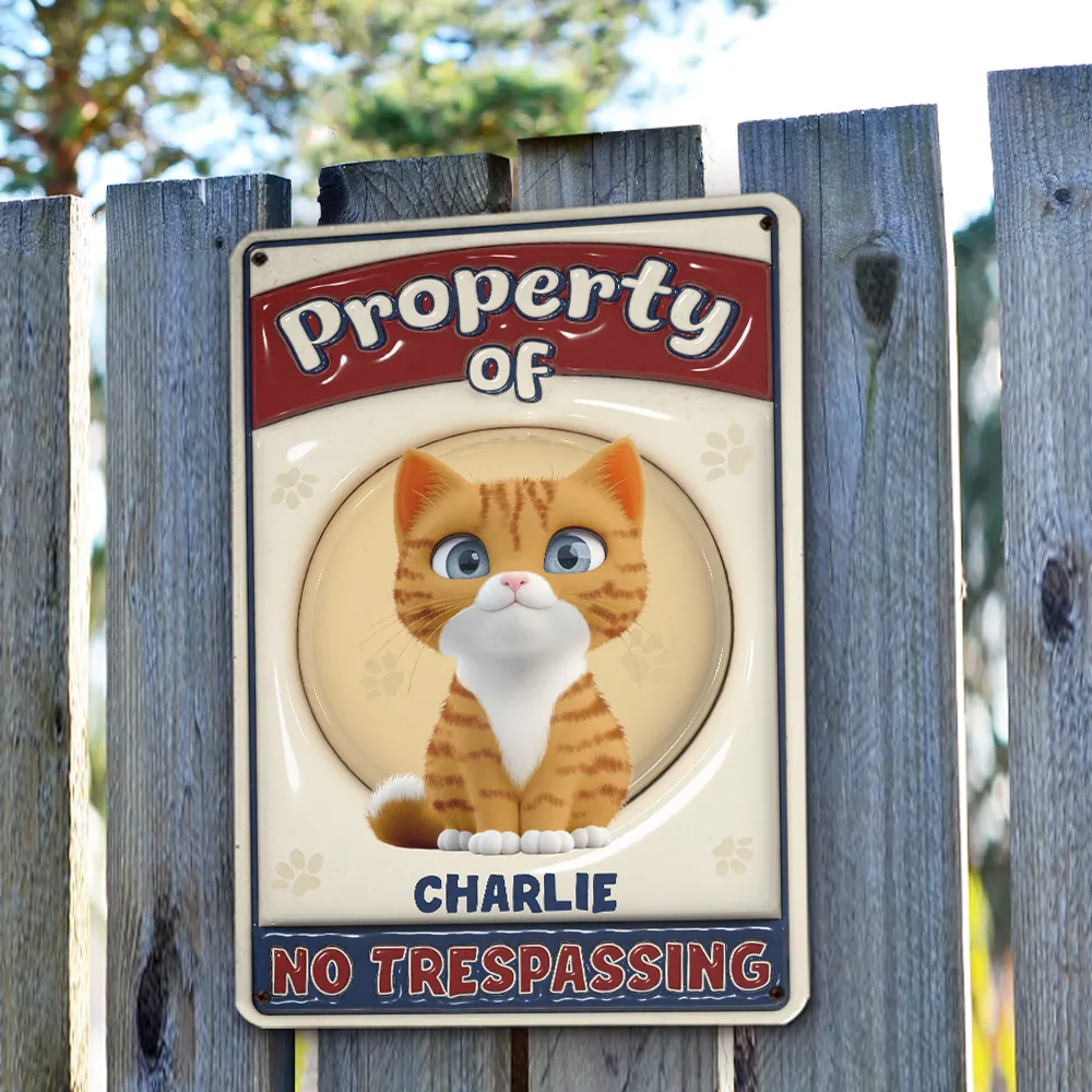 No Trespassing Version Cartoon Cat - Personalized 3D Inflated Effect Metal Sign - Gift For Cat Lovers | CLP15 NA94 - Image 3