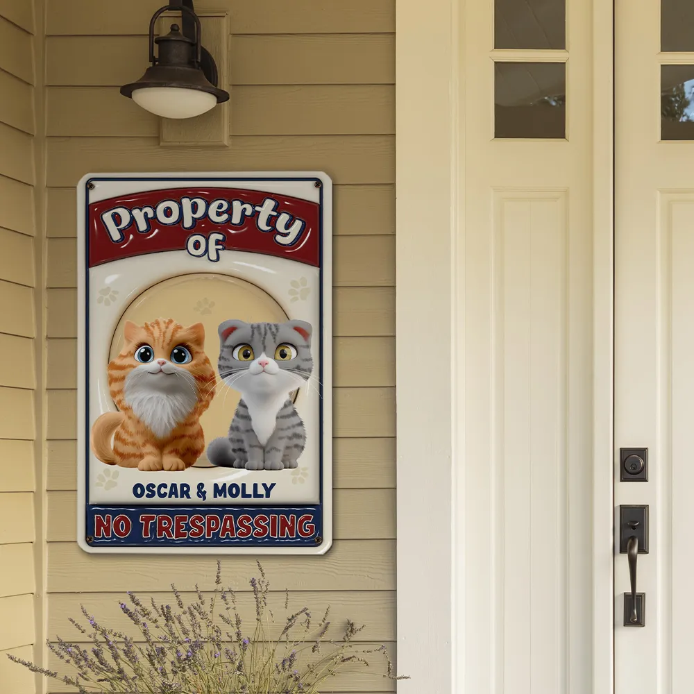 No Trespassing Version Cartoon Cat - Personalized 3D Inflated Effect Metal Sign - Gift For Cat Lovers | CLP15 NA94 - Image 4