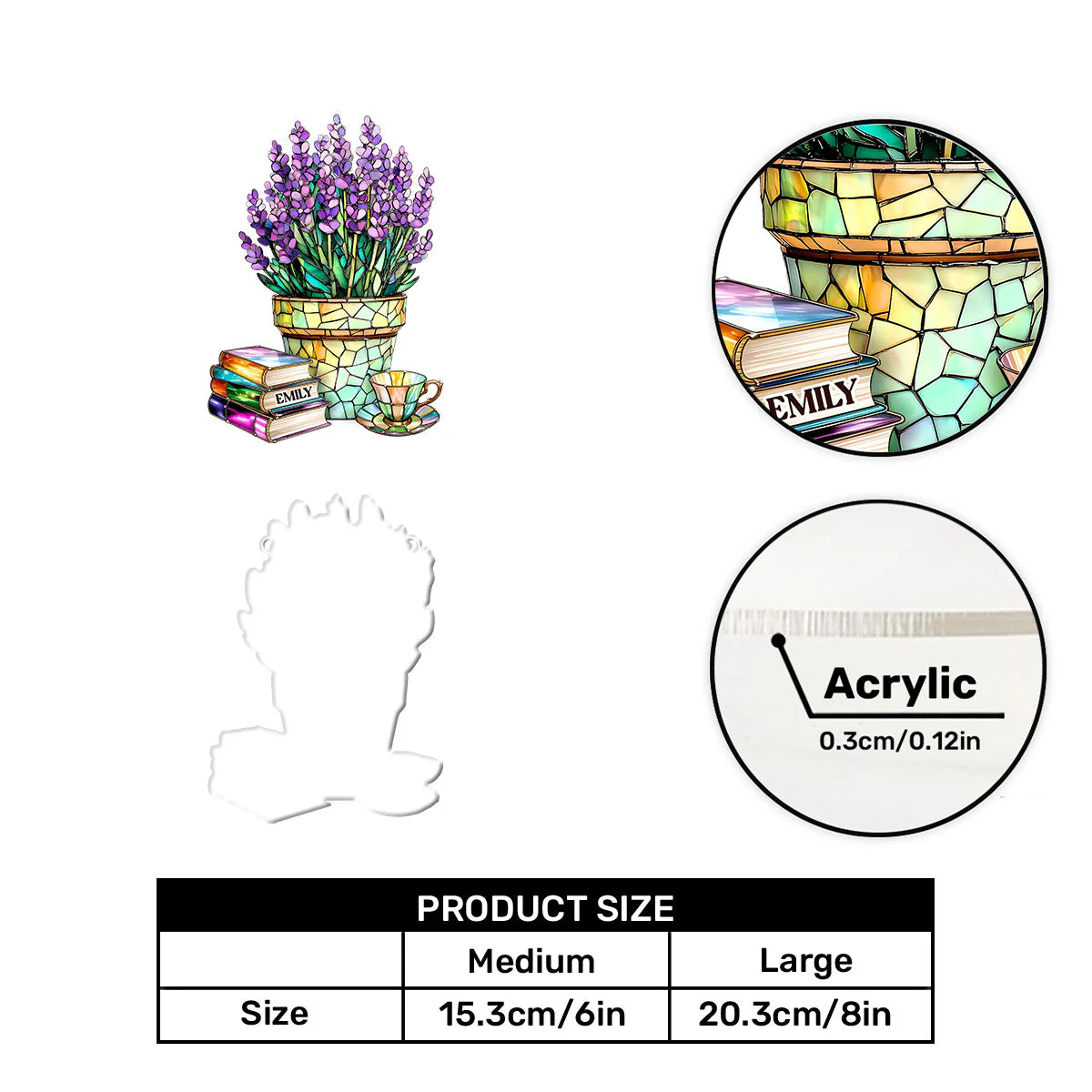 Nostalgic Lavenders, Books, And Tea - Personalized Acrylic Suncatcher - Image 8