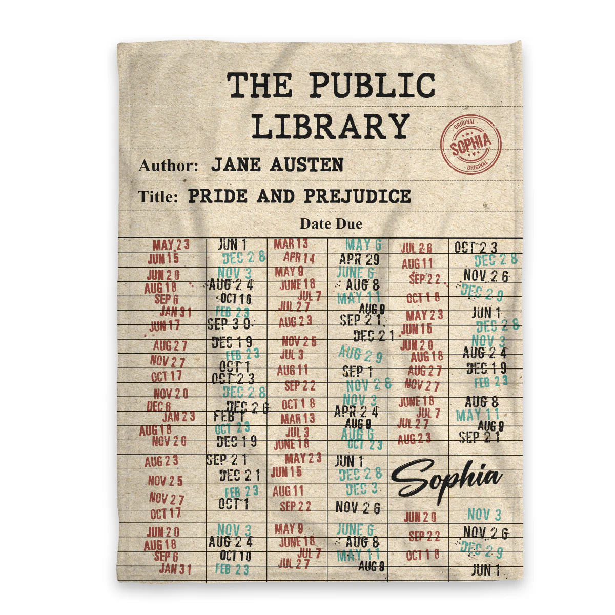 Nostalgic Library Due Date Card - Personalized Blanket - Gift For Reader, Book Lover | HH01 - Image 3