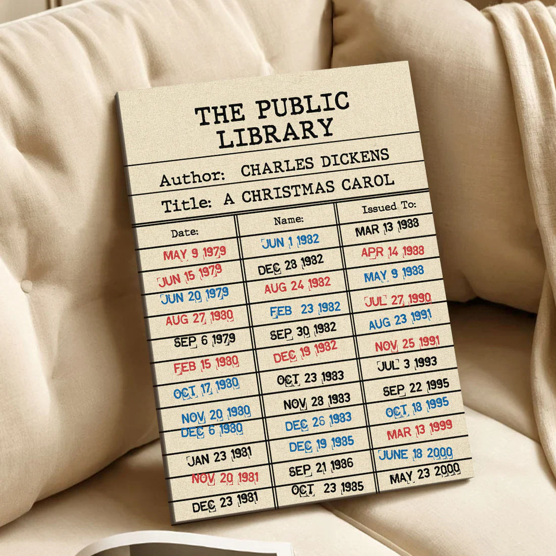 Nostalgic Library Due Date Card - Personalized Canvas - Gift For Reader, Book Lover - Personalized Canvas - Gift For Book Lovers, Her HH01 - Image 3