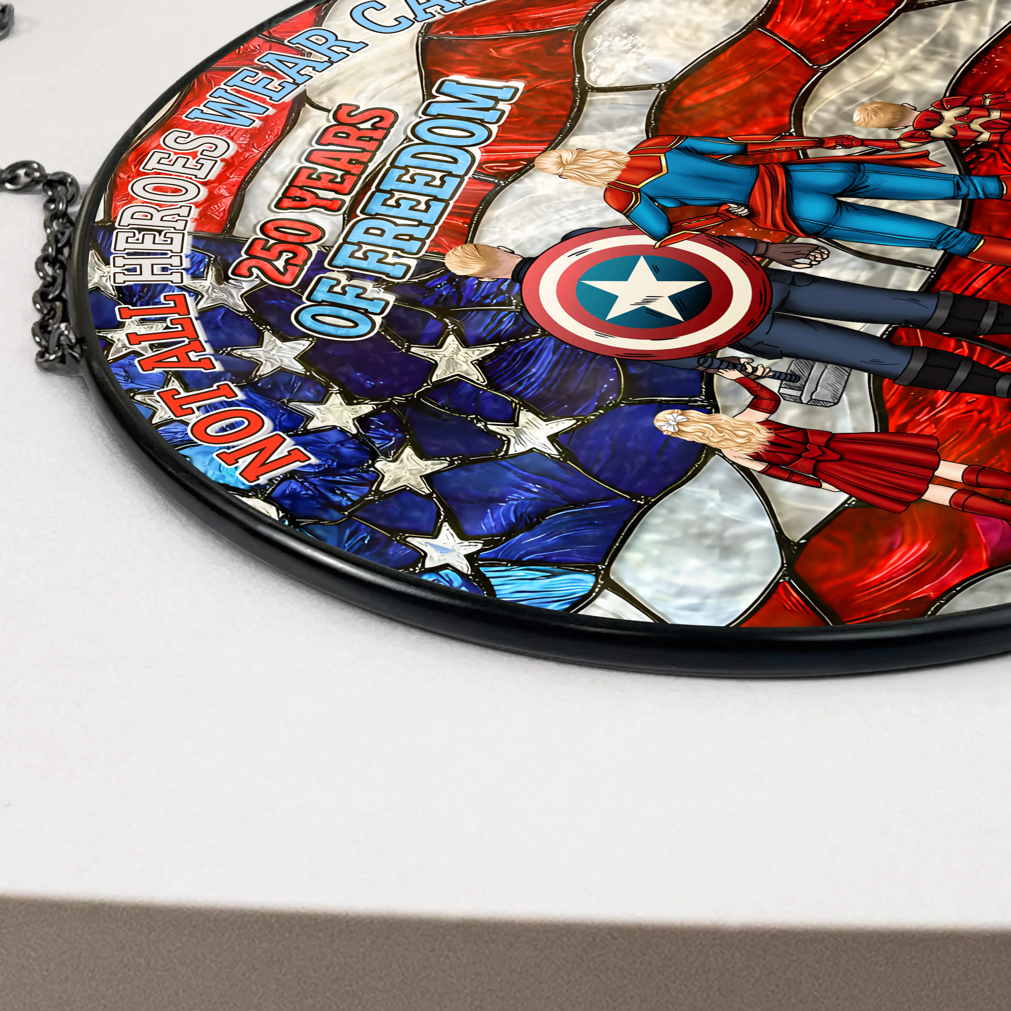 Not All Heroes Wear Capes - Personalized Stained Glass Window Hanging Suncatcher - Patriotic Gift For Family - Image 4