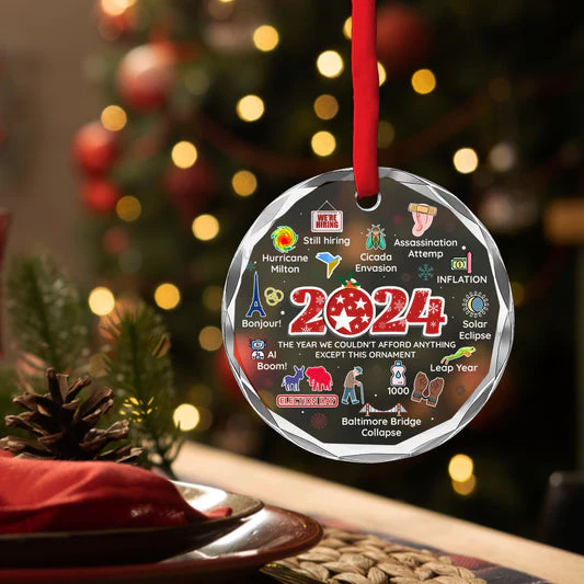 Notable Events 2024 Christmas A Remarkable Year - Glass Ornament - Image 3