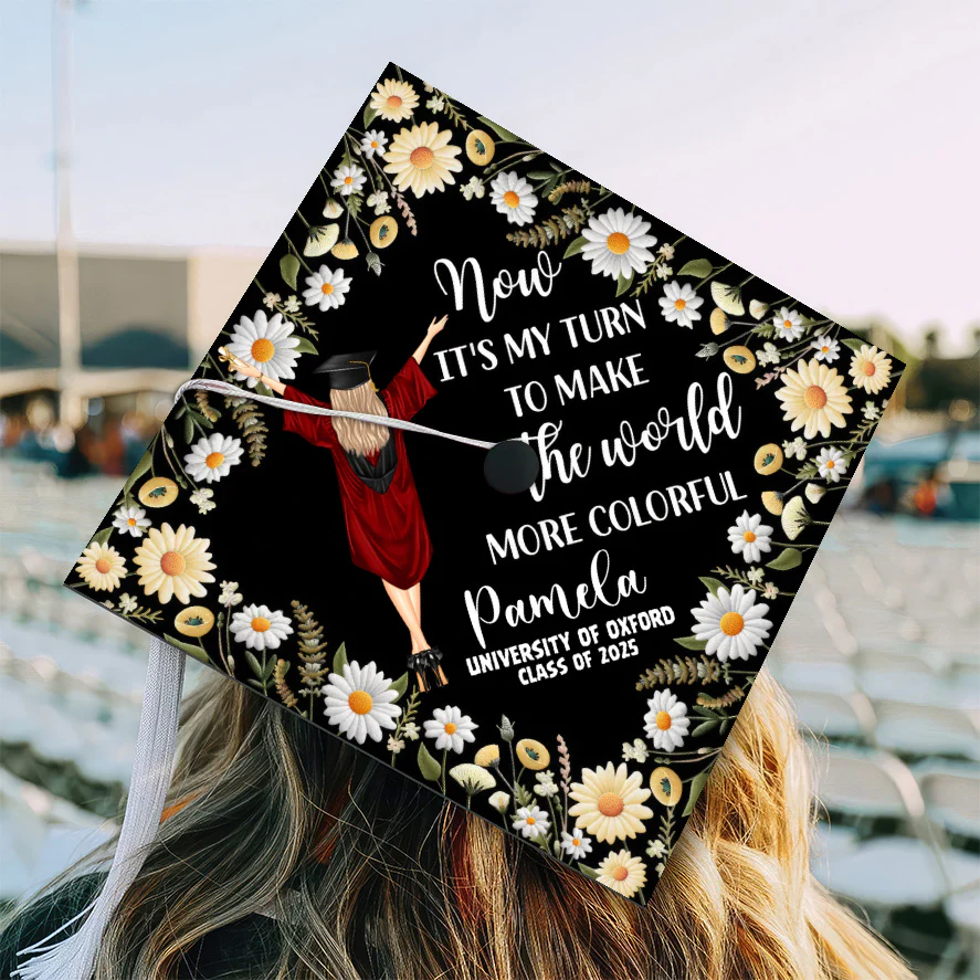 Now It's My Turn To Make The World More Colorful - Personalized Graduation Cap Topper | GR4 NA94 - Image 2