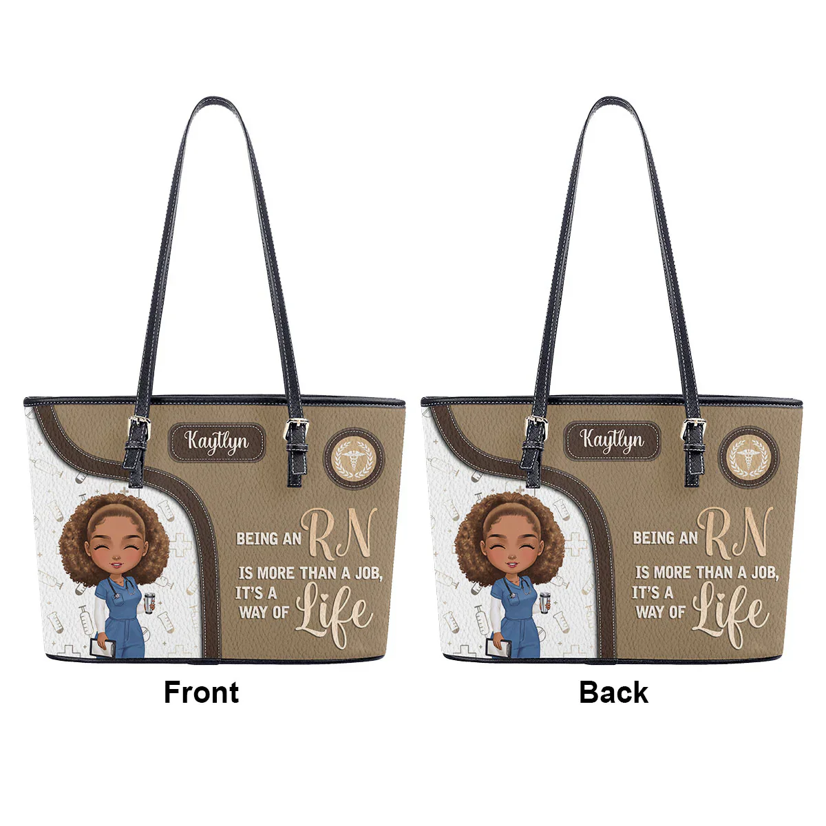Nurse Job Is A Way Of Life - Personalized Leather Tote Bag - Gift For Nurse | NR4 HH01 - Image 6