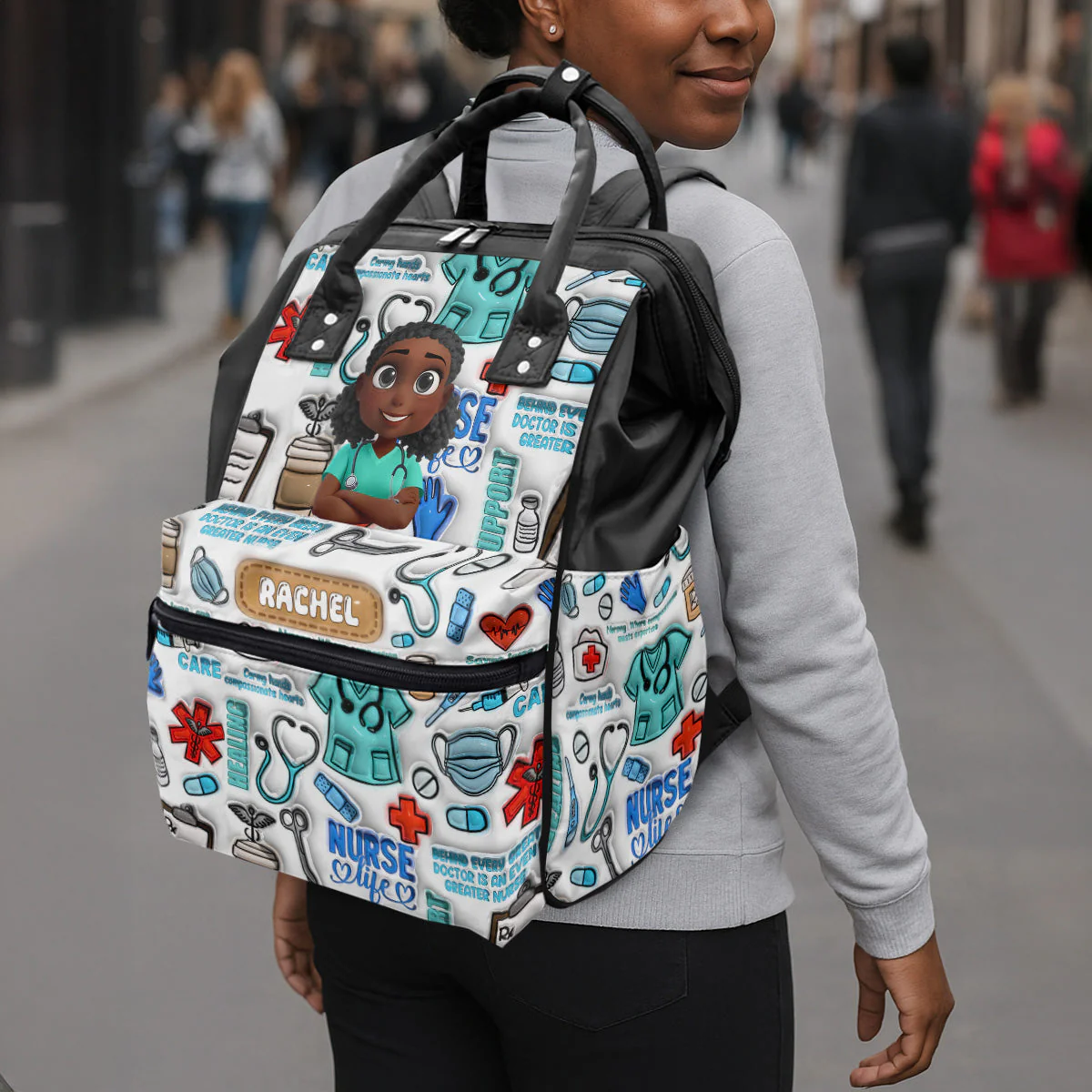 Nurse Life - Personalized Duckbilled Backpack - Gift For Nurse - Image 5