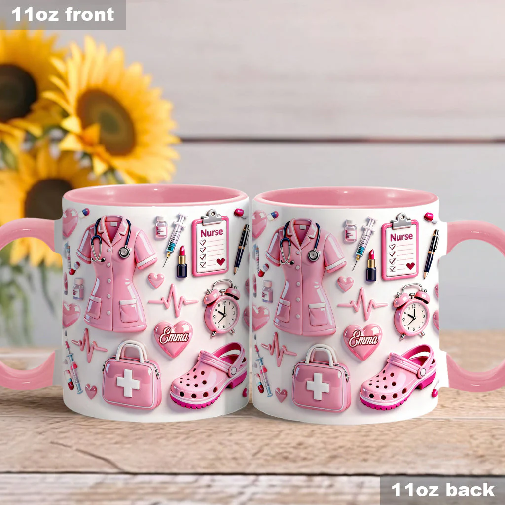 Nurse Life - Personalized Nurse Accent Mug - Gift For Nurse - Image 2