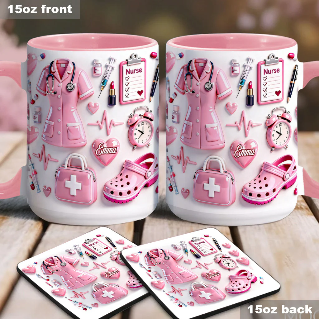 Nurse Life - Personalized Nurse Accent Mug - Gift For Nurse - Image 3